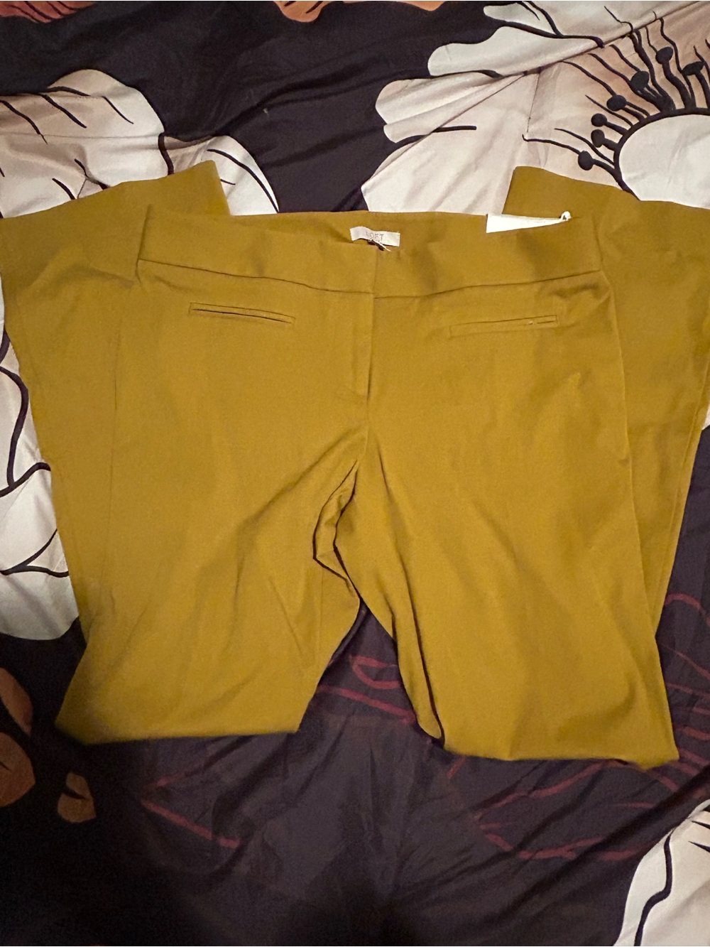 LOFT Mustard Yellow Straight-Leg Dress Trousers
